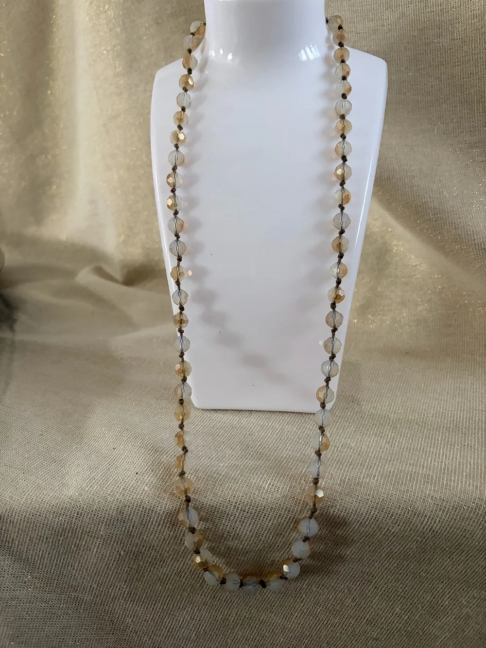 Elegant Opalescent Bead Necklace - Light Blue